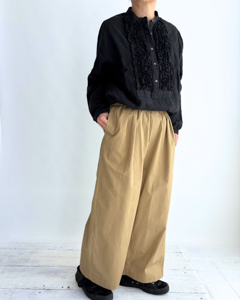COTTON/LINEN DYED WEATHER 2TUCK WIDE EASY PANTS Beige