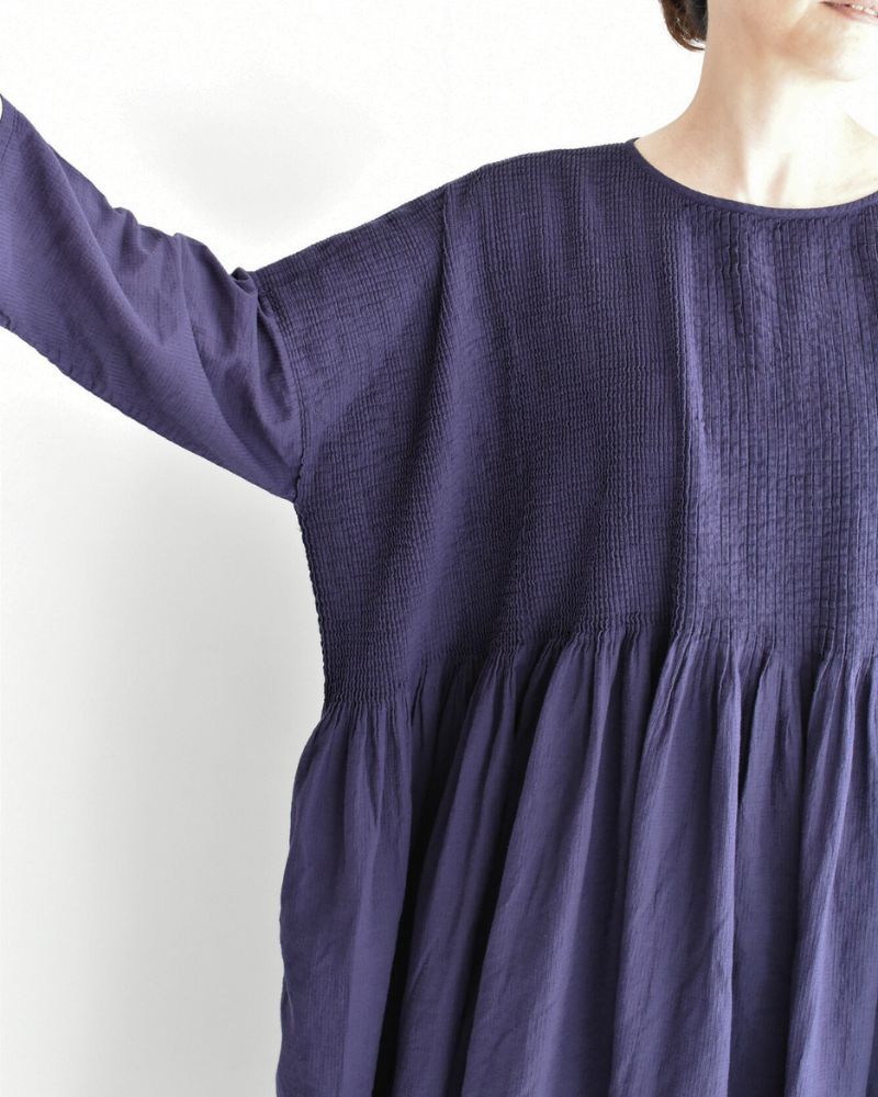 MINI PINTUCK PULLOVER DRESS Purple
