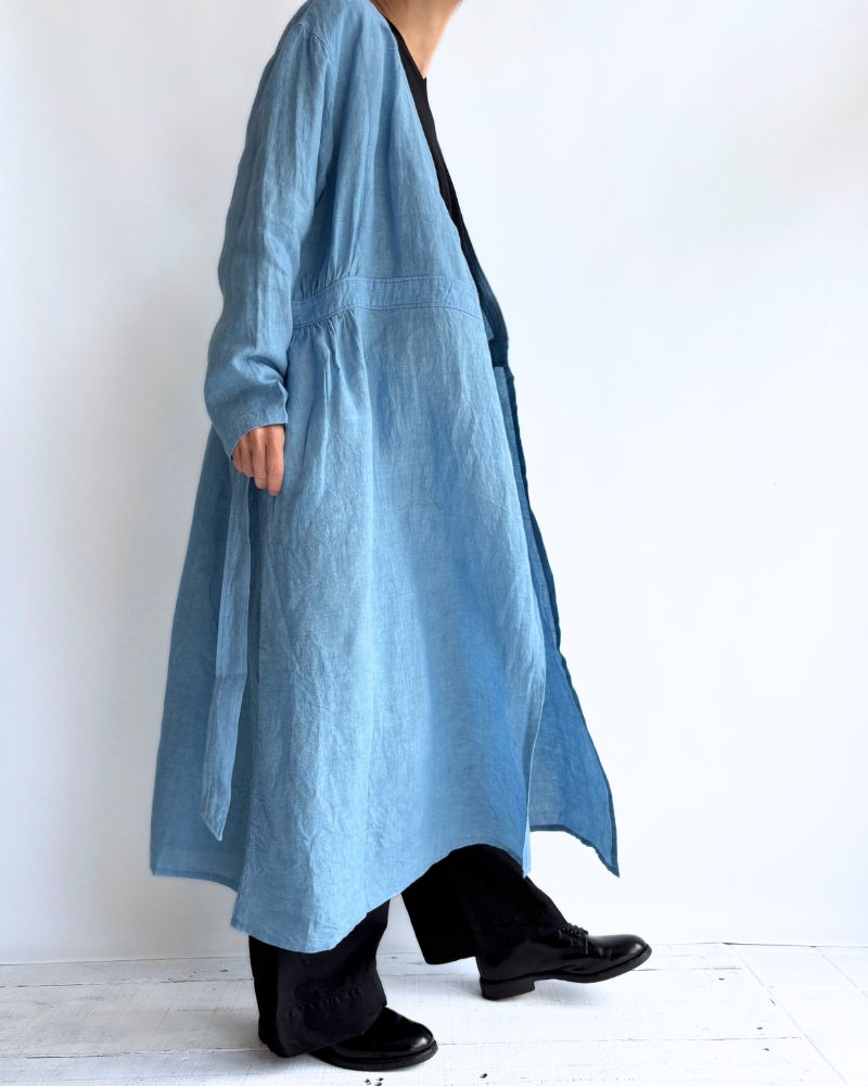 インディゴリネン カシュクールドレス LightBlue