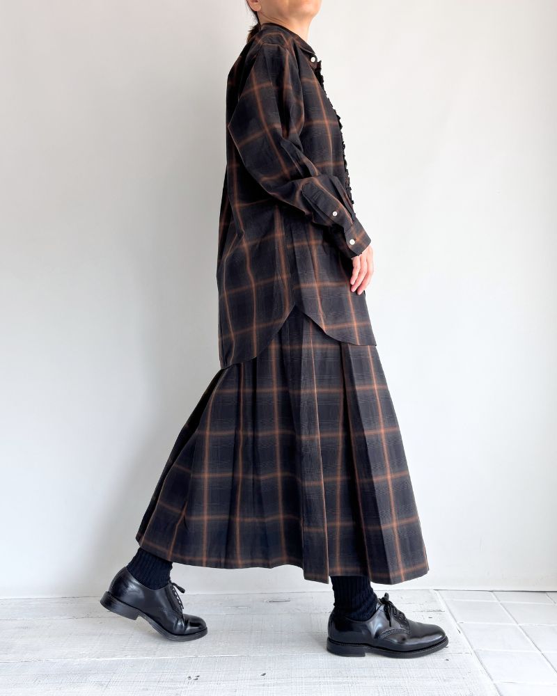 DORIS-W フリルブラウス BrownCheck