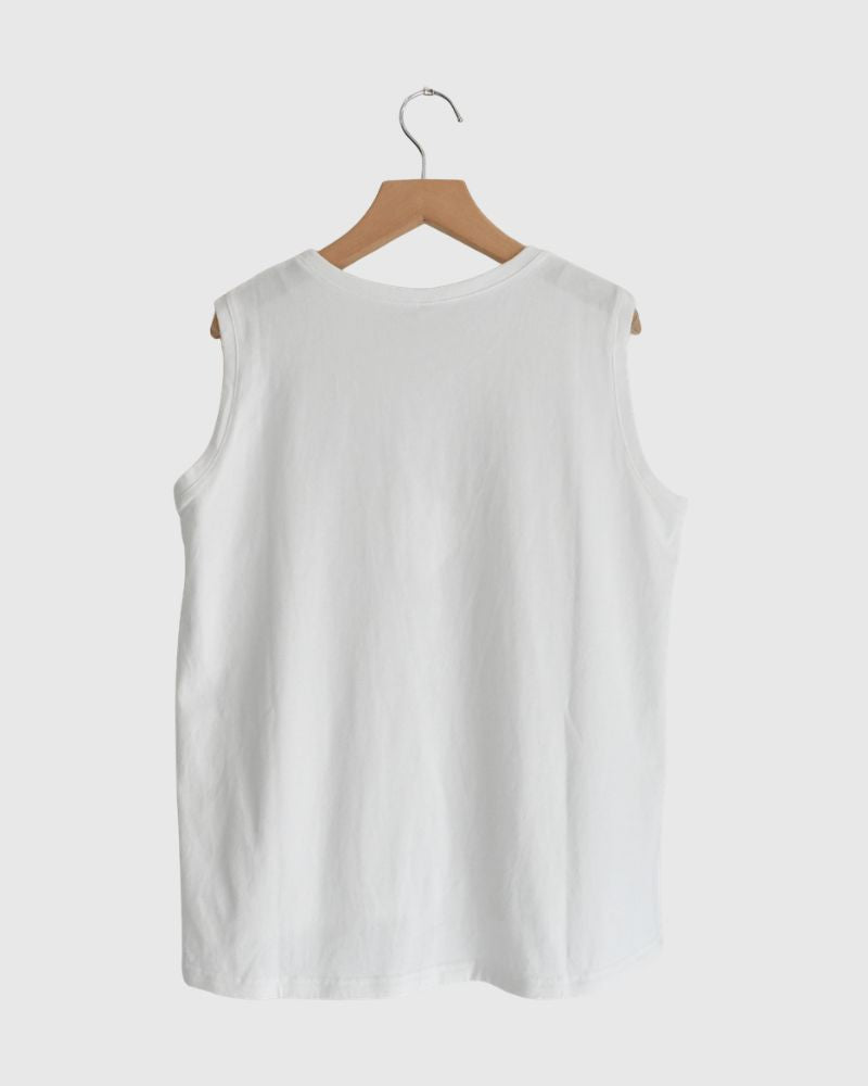 ノースリーブ ドロストTシャツ White