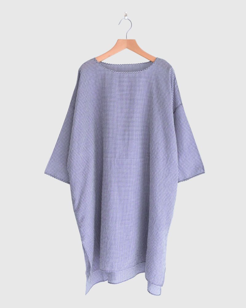 DROP SHOULDER SMOCK DRESS OffWhite/Purple