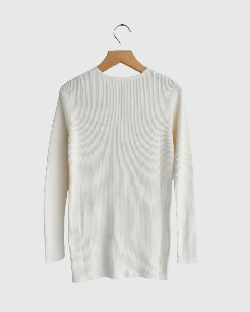 JAPAN WHOLEGARMENT リブニットプルオーバー Ivory