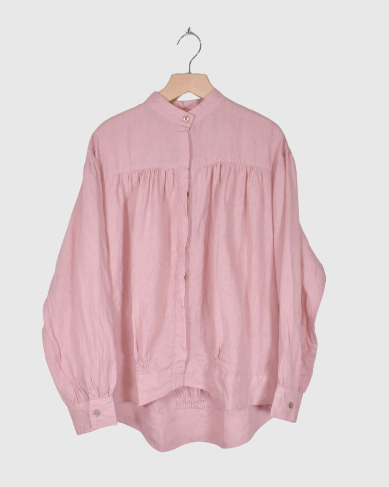 Linen Gather Shirt Pink