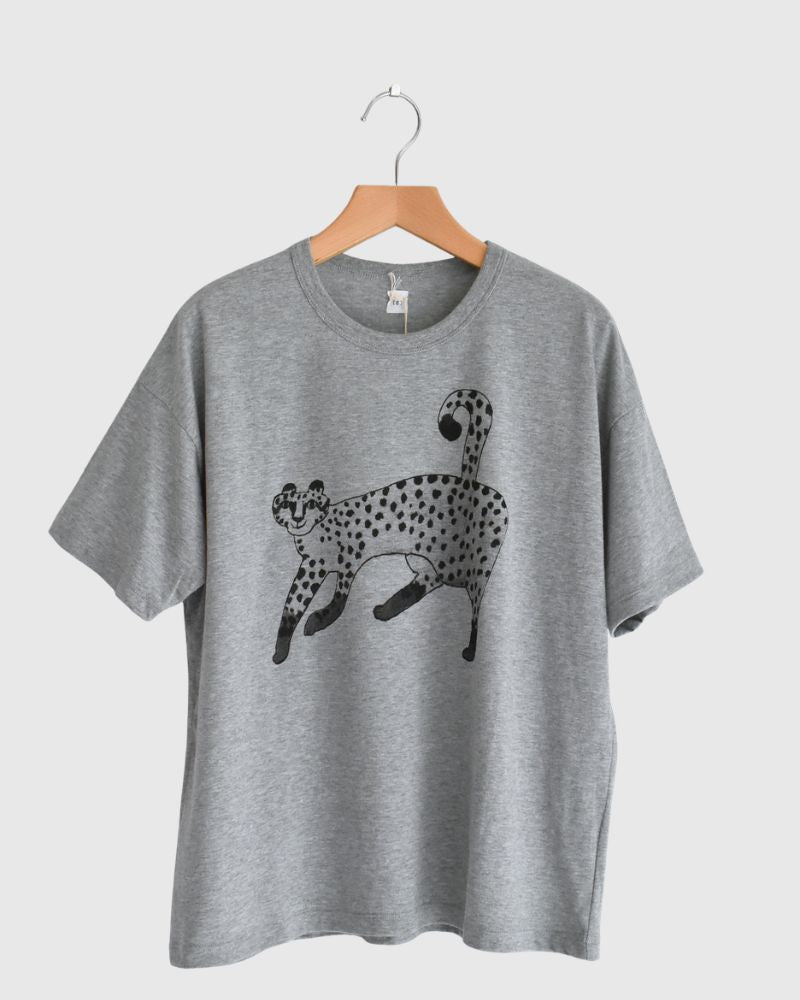 天竺プリントTee ”CHEETAH" MokuGray
