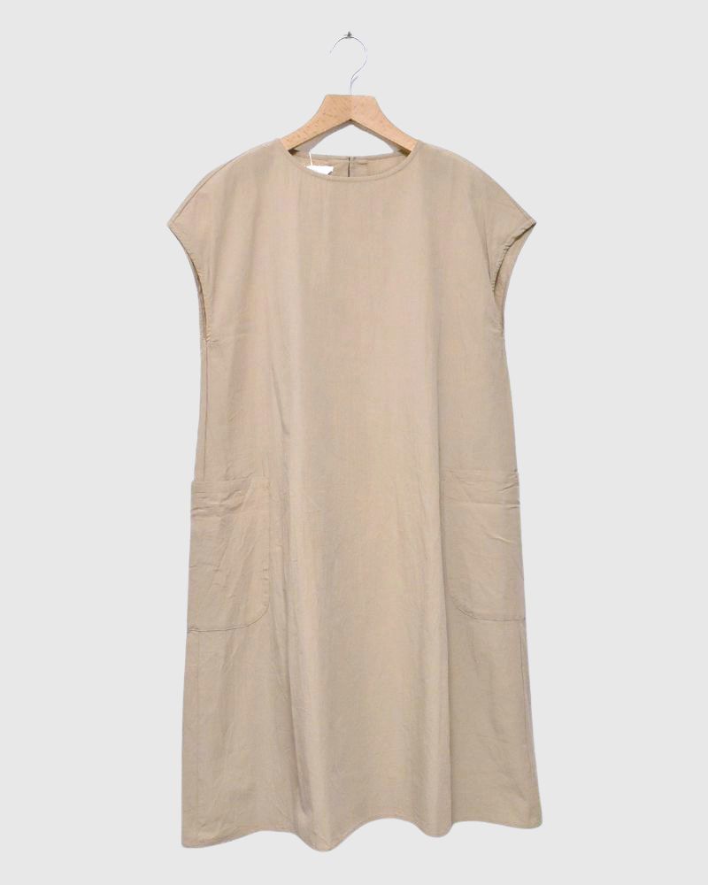 【sale】オーガニックドライワッシャースリーブレスワンピース　Beige
