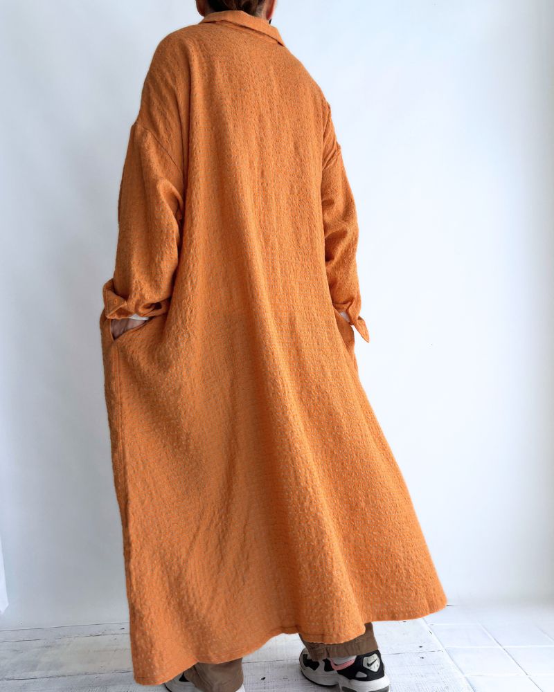 ウールコットン ギンガムドレス Orange/Mocha