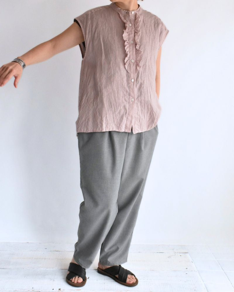 リネンフリル ノースリーブブラウス AshPink