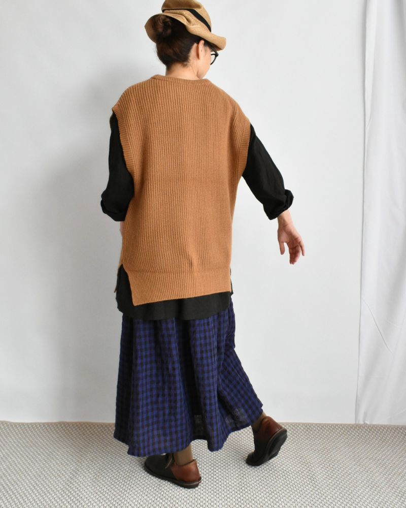 JAPAN RIDGE KNITTING VEST Camel