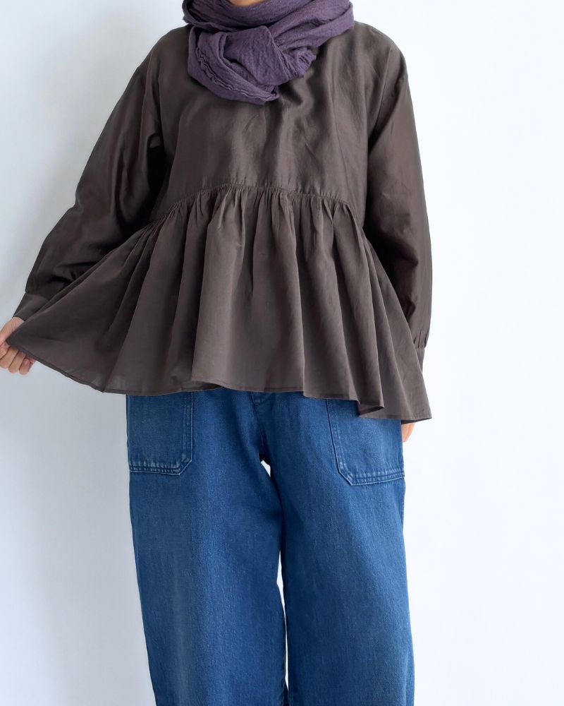 RAHASTHAN TUCK GATHERED PULLOVER Gray