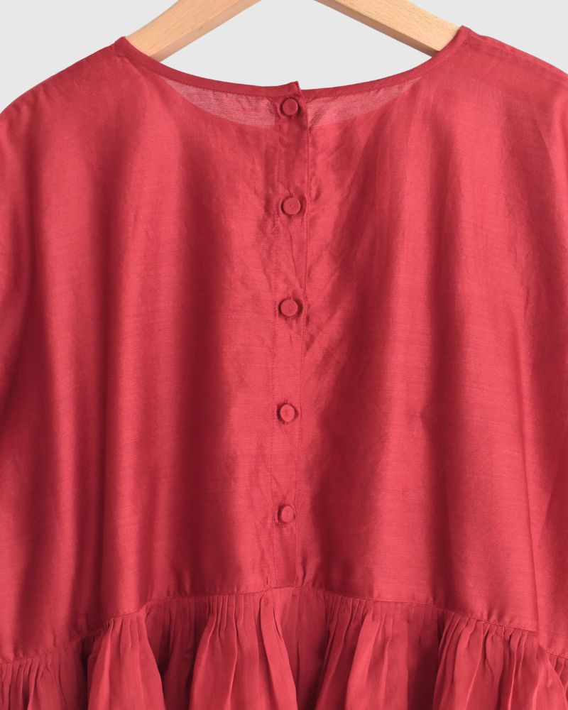 RAHASTHAN TUCK GATHERED PULLOVER Red