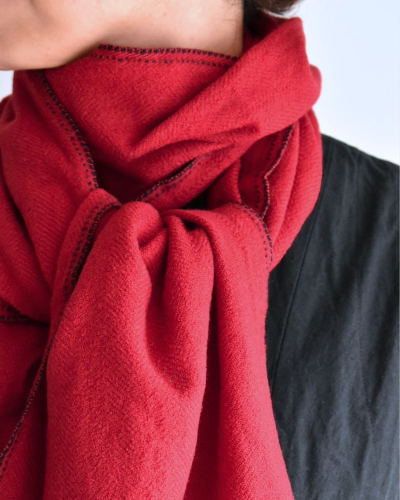 WOOL STOLE 32x188cm Red/Navy