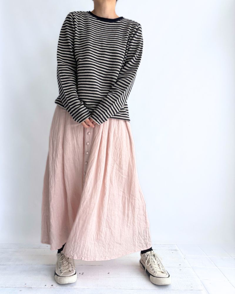 ボーダーニットプルオーバー Pebblegray/Navy