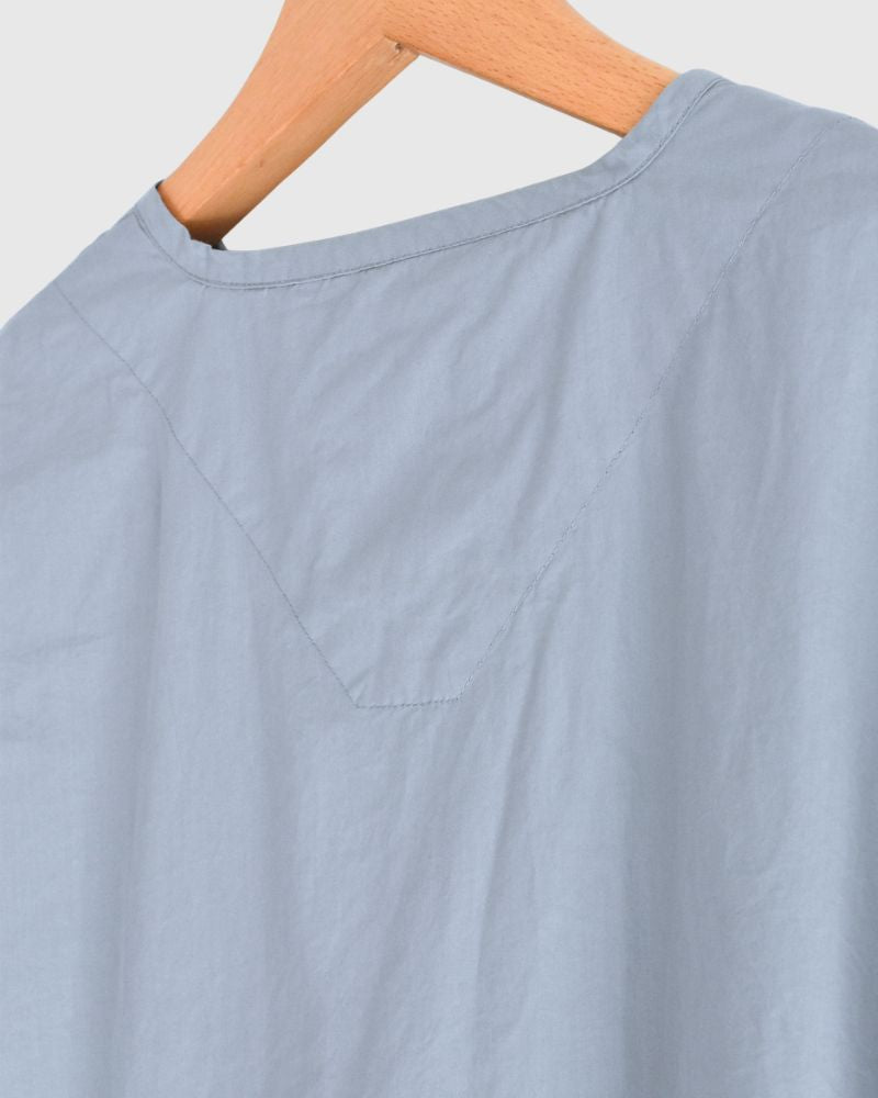 60s COTTON POPLIN OVERDYE HENRY NECK SHIRT Blue