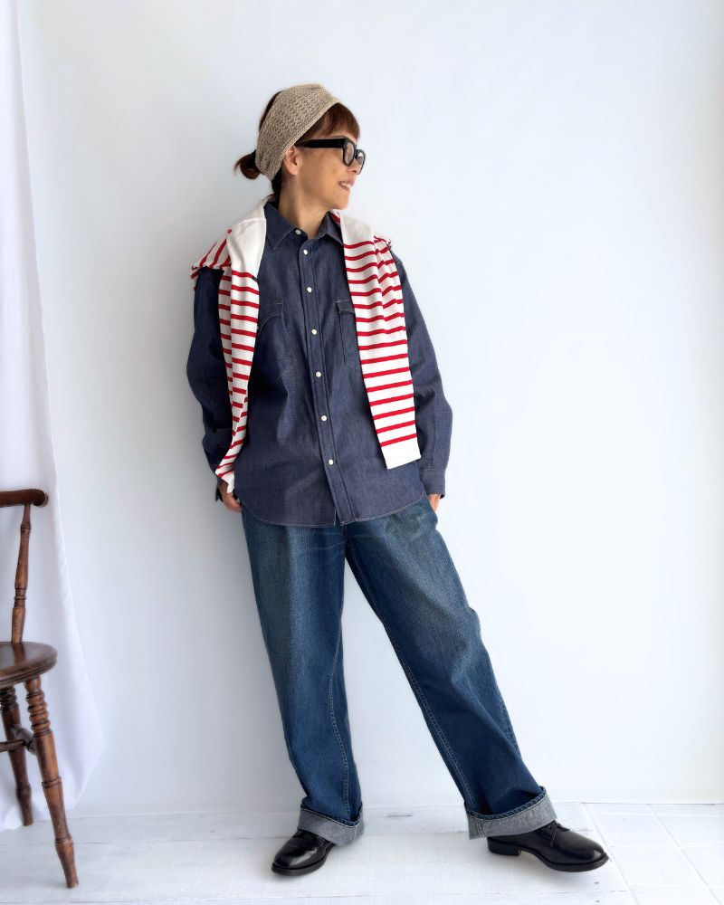 BRENDA-DENIM ウエスタンシャツ Blue