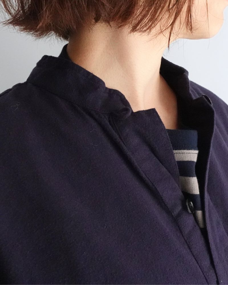 STAND COLLAR SHIRT Marine