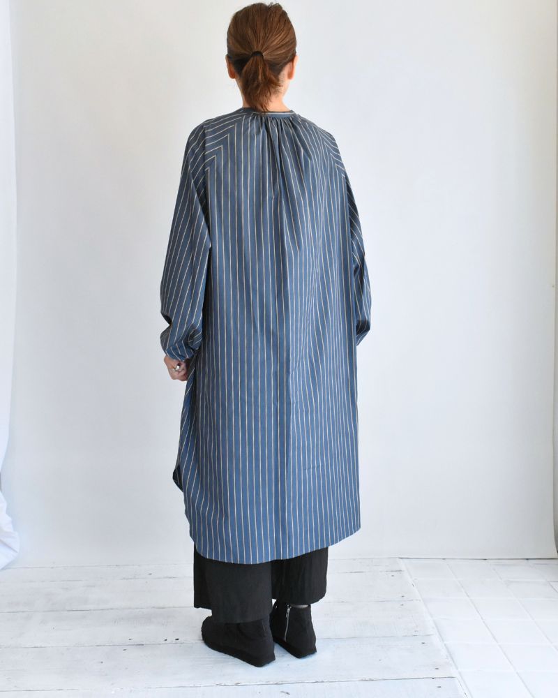 バルーンスリーブ ミディワンピース NavyStripe