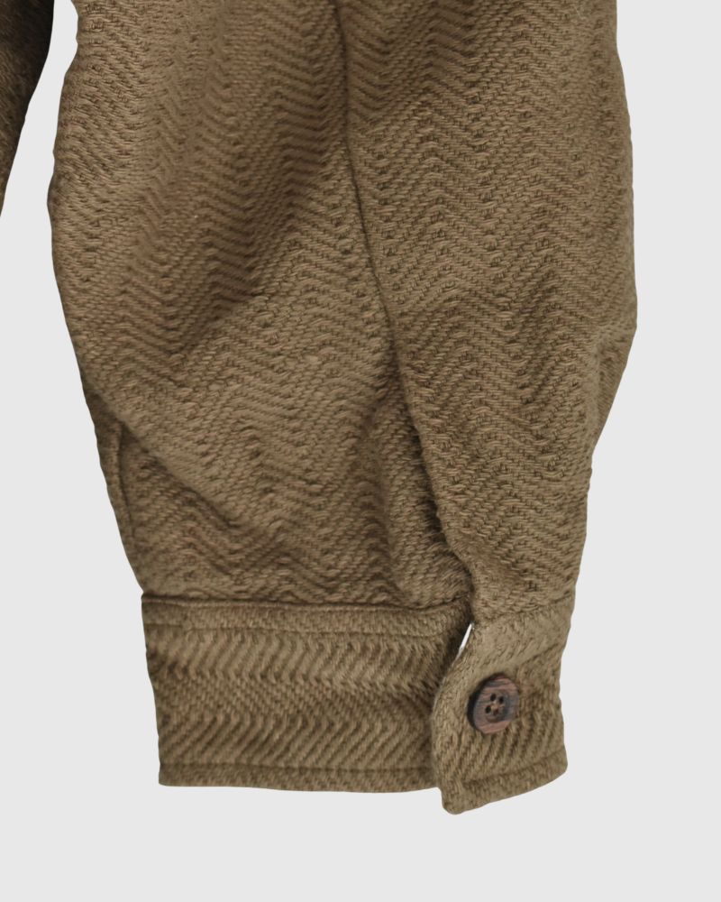 手織りコットンヘリンボーン ジャケット KhakiBrown