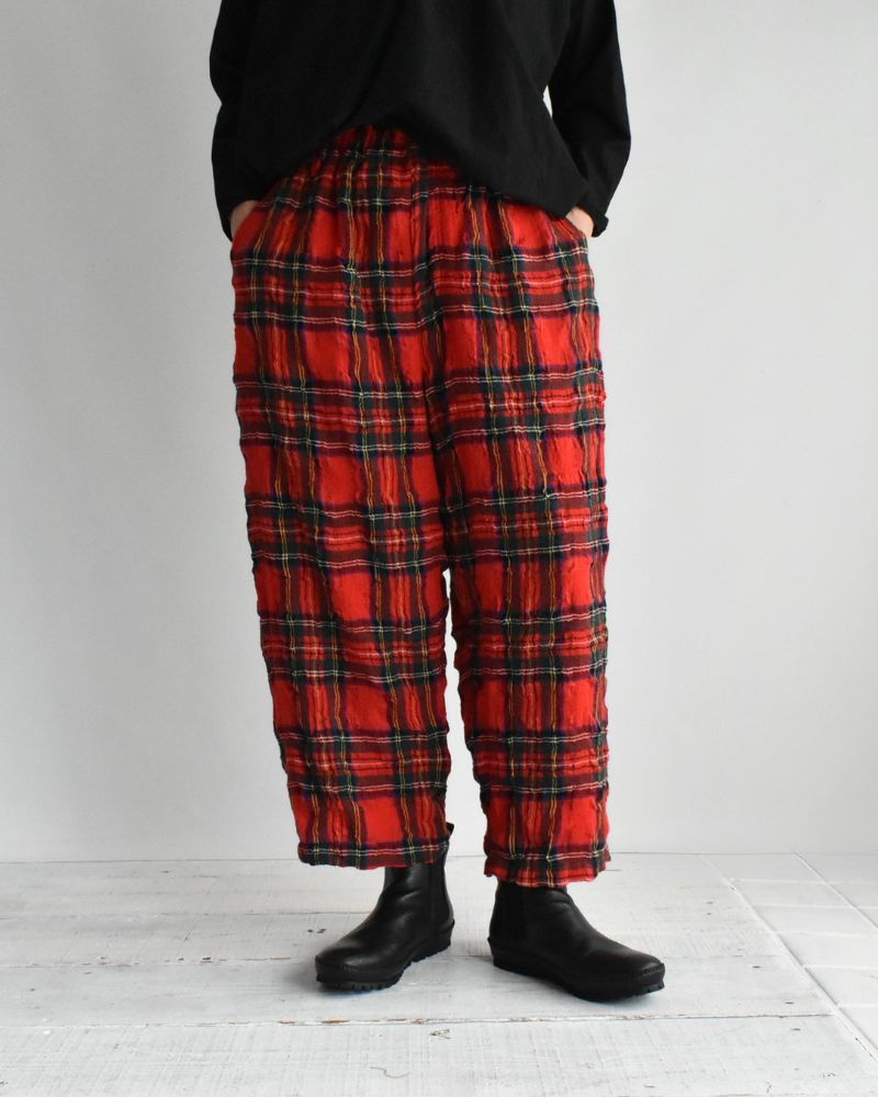 コットンウール タータンチェックパンツ Red