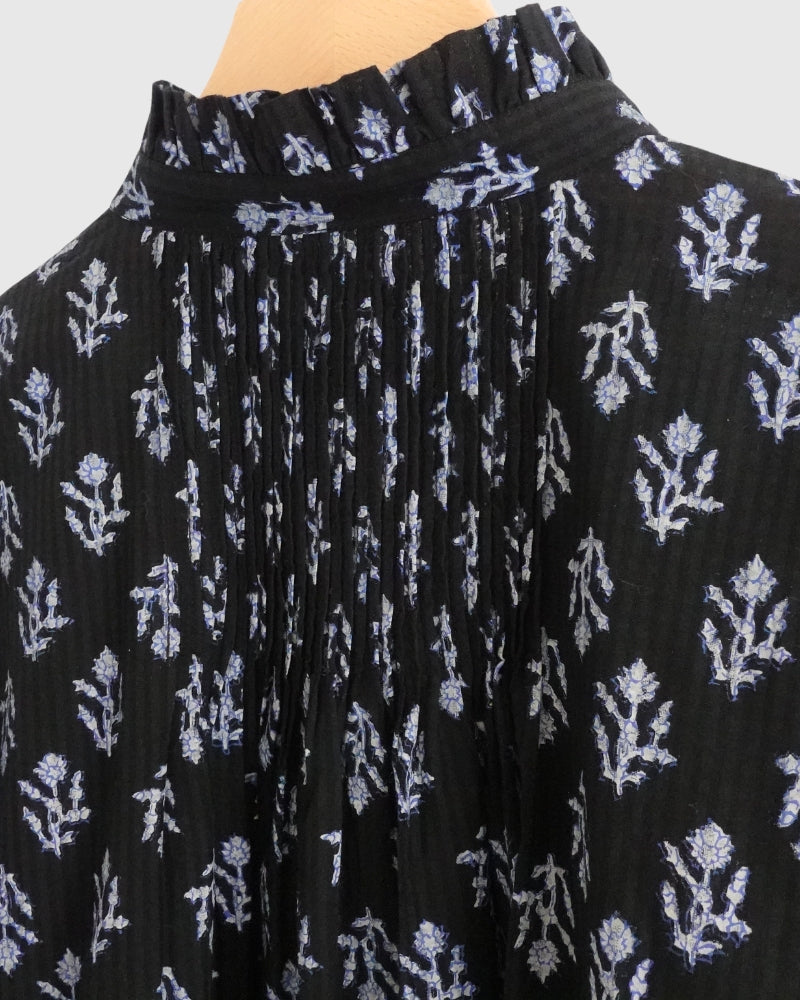 FRILL COLLAR SHIRT WITH MINI PINTUCK Black