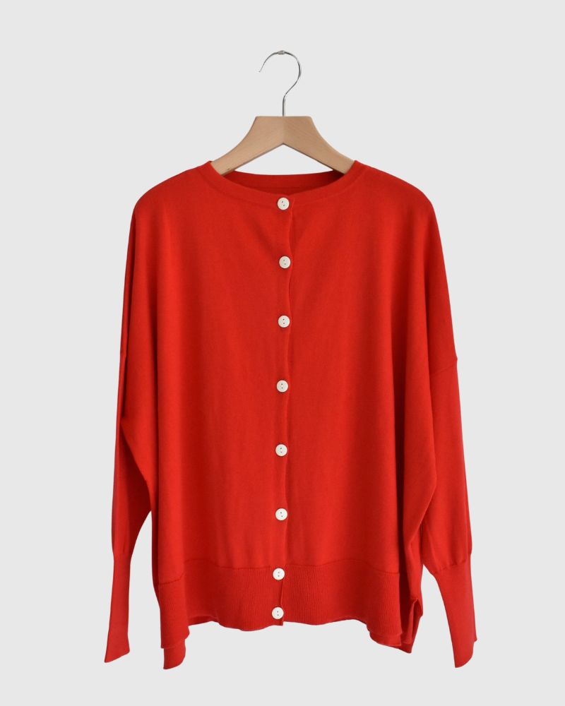 2WAYカーディガン Vermilion – コットン×シルク×カシミアの柔らか