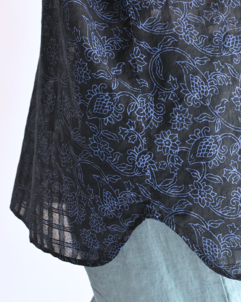 FRENCH/SL FRILL COLLAR SHIRTS Navy/Blue