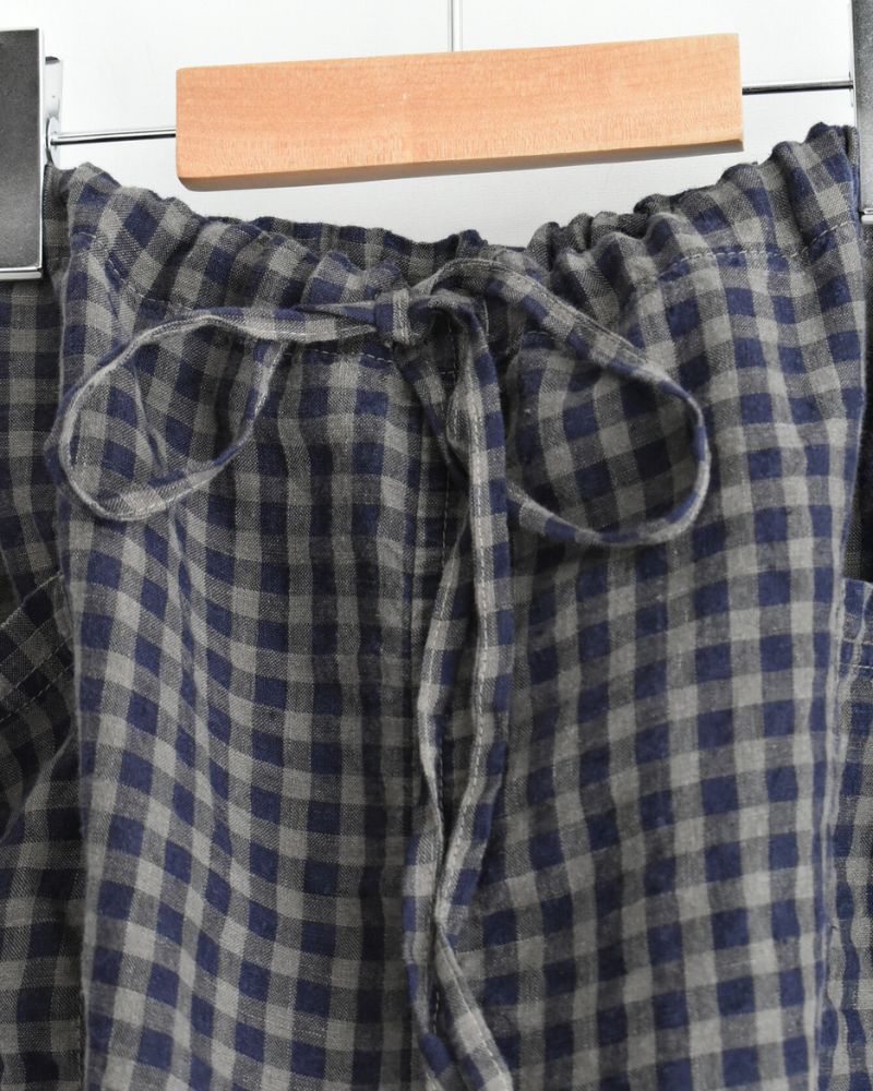 LINEN CHECK OVERDYE EASY SKIRT SmokeGray