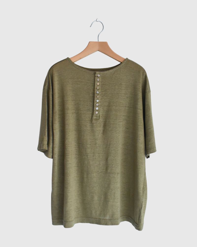 リネン2Wayヘンリープルオーバー Khaki