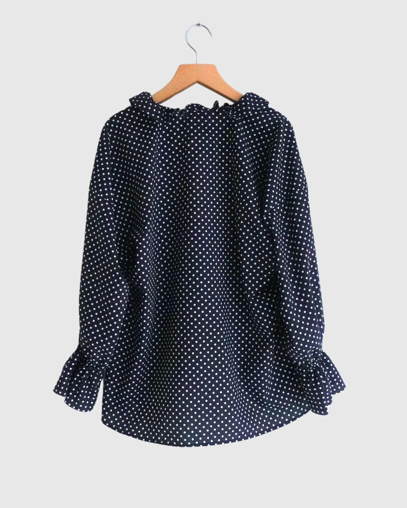 ドットフリルブラウス Navy
