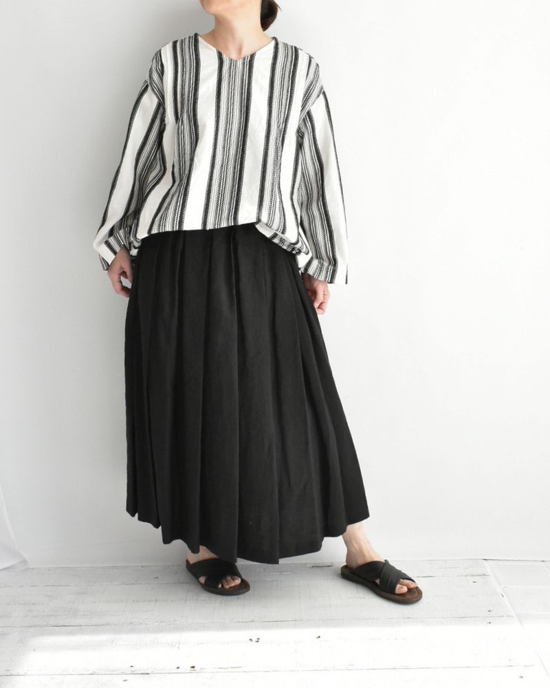 ジャガードストライプシャツ White/Black