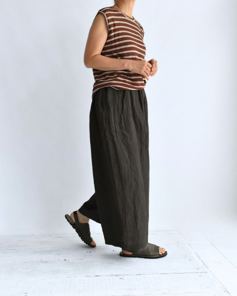 ワイドコクーン ギャザーパンツ（LINEN） Brown