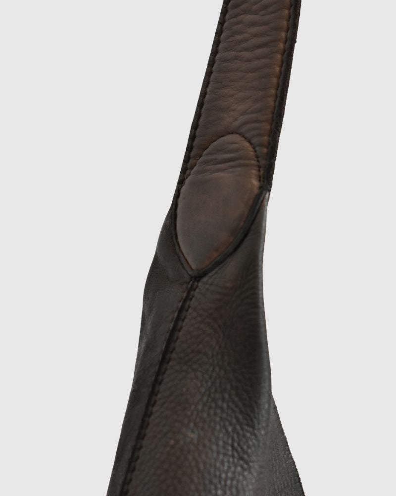 COW LEATHER ONE HANDLE BAG DarkBrown