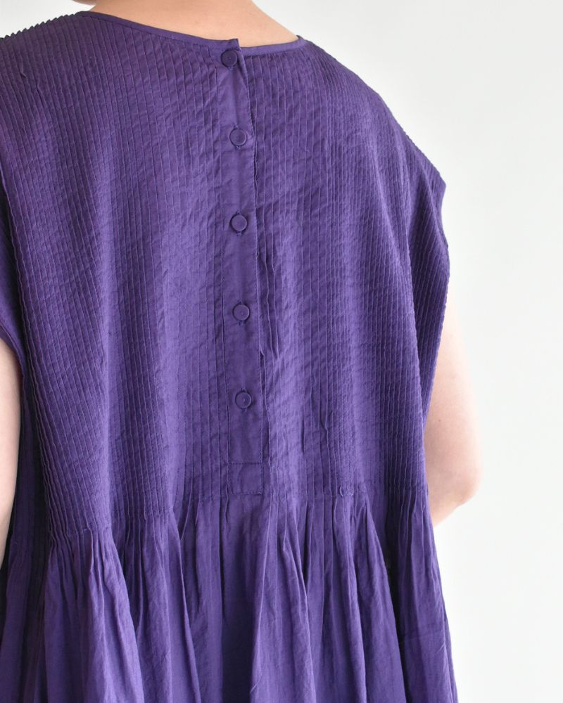 CREW-NECK F/SLEEVE SHIRT WITH MINI PINTUCK Purple