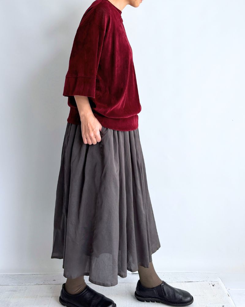 RAJASTHAN TUCK GATHERED SKIRT WITH LINING Gray