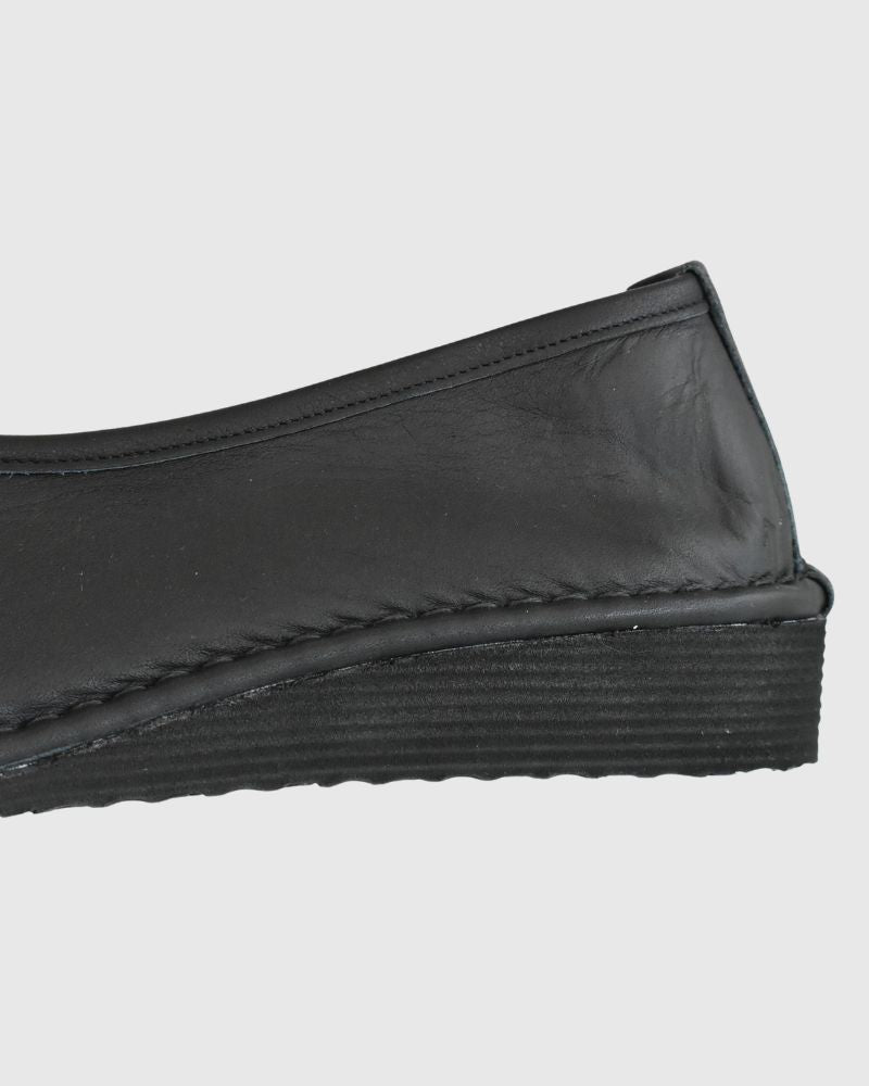 アウトステッチ オイルシュリンクレザースリッポン Black