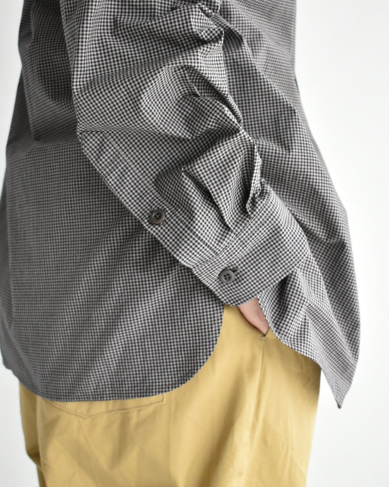 ユーティリティ バンドカラーシャツ BrownGingham