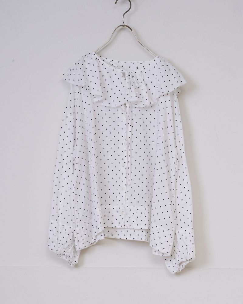【予約】S/S G1166 ORIGINAL SMALL DOTS 2WAY FRILL BLOUSE（3月初旬 – 3月中旬）