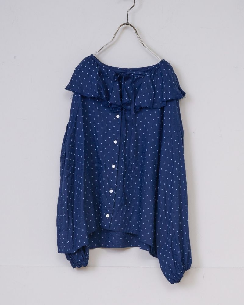 【予約】S/S G1166 ORIGINAL SMALL DOTS 2WAY FRILL BLOUSE（3月初旬 – 3月中旬）
