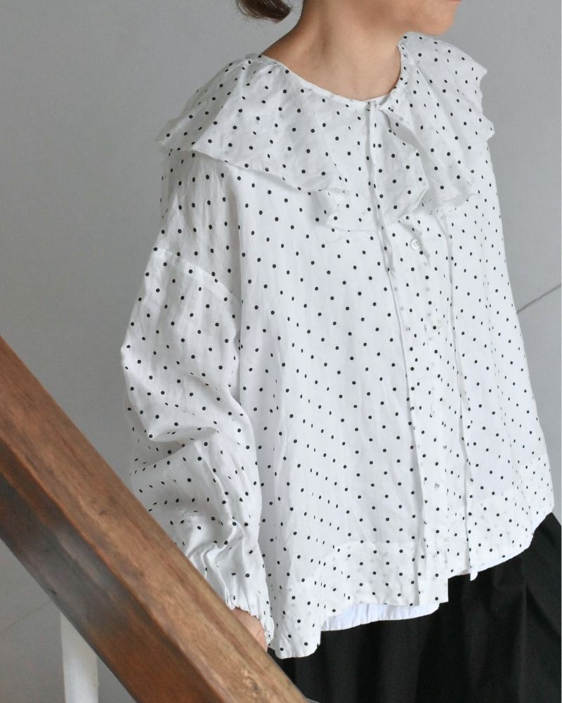 【予約】S/S G1166 ORIGINAL SMALL DOTS 2WAY FRILL BLOUSE（3月初旬 – 3月中旬）