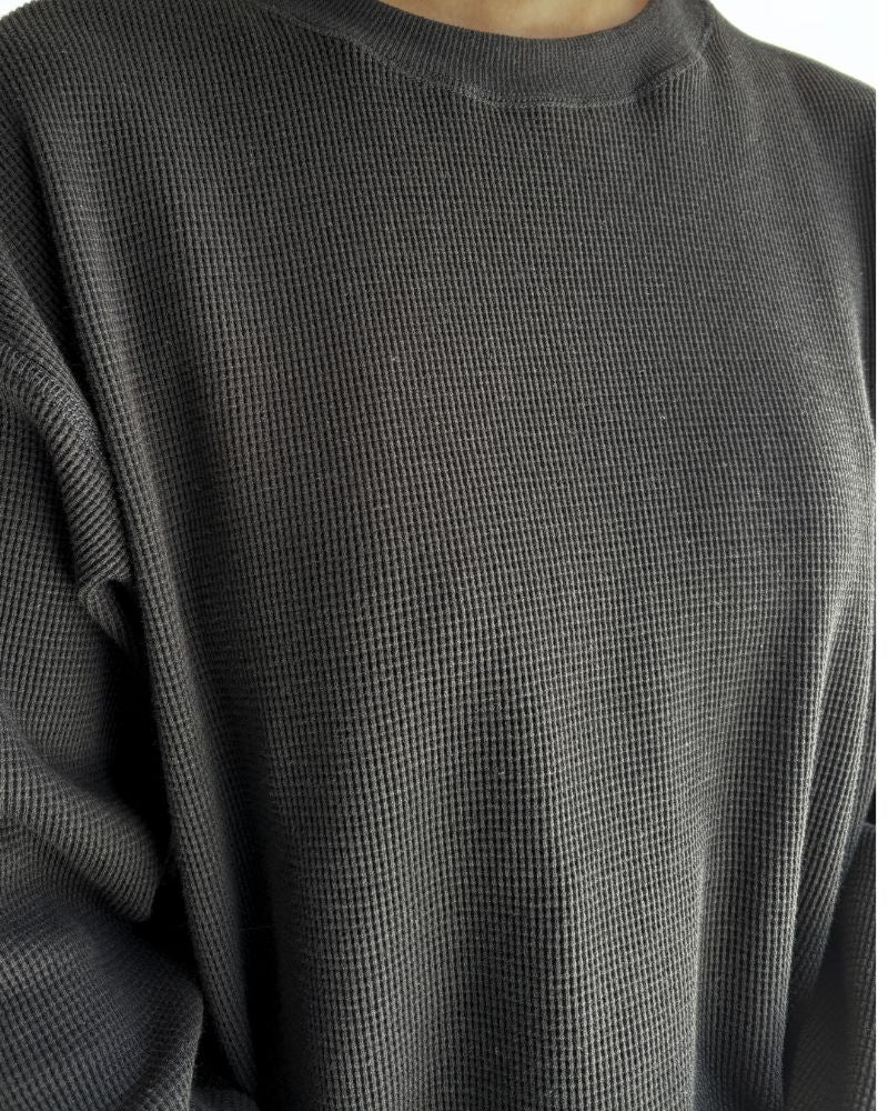 ワッフルロングスリーブTee Black