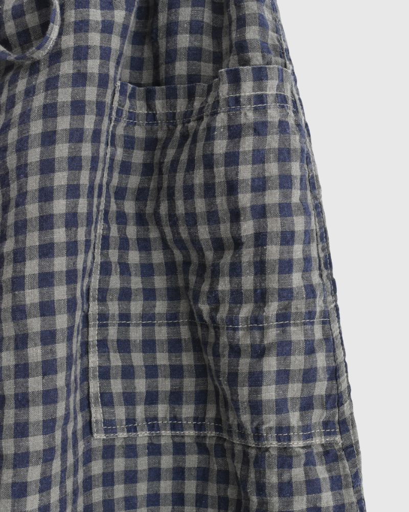 LINEN CHECK OVERDYE EASY SKIRT SmokeGray