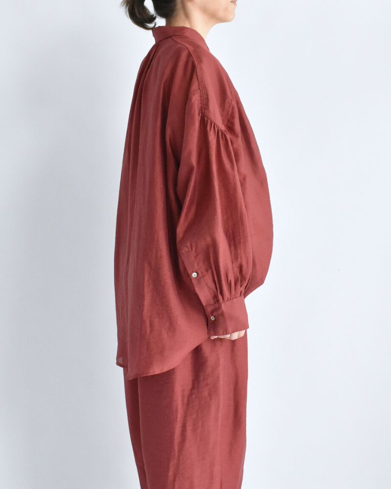 シアーボリュームブラウス RedBrown