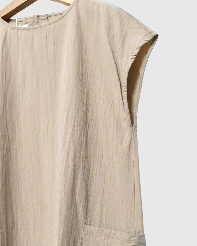 【sale】オーガニックドライワッシャースリーブレスワンピース　Beige