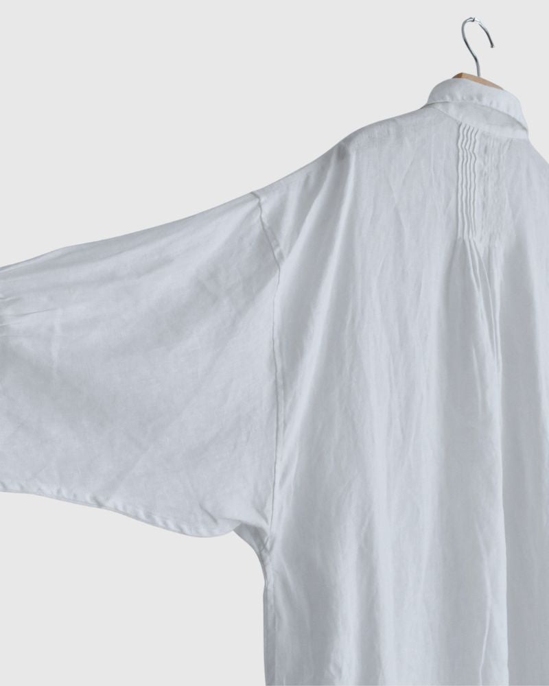 リネンタックシャツドレス White