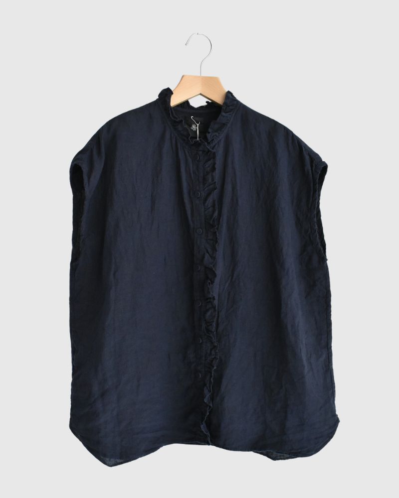 FRENCH/SL FRILL COLLAR SHIRTS Marine