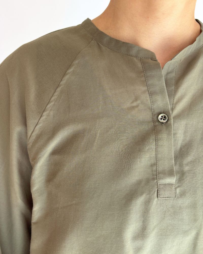 バルーンスリーブ ブラウス（コットンシルク） Khaki
