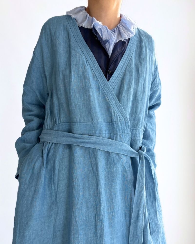 POPLIN WIDE STRIPE (OVERDYE) NO COLLAR VEST PurpleNavy