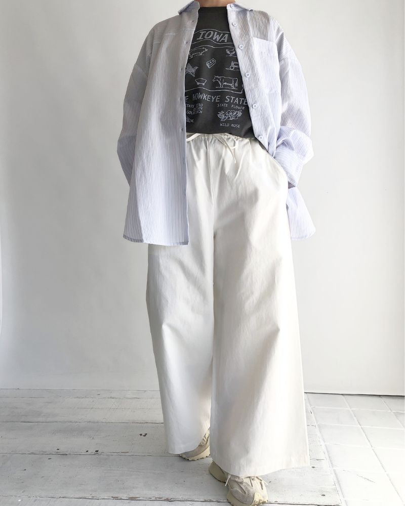 サイドシームレスワイドパンツ White