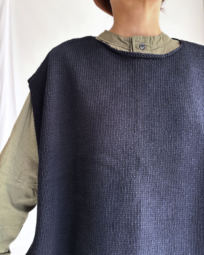 リボンニットベスト NavyBlack