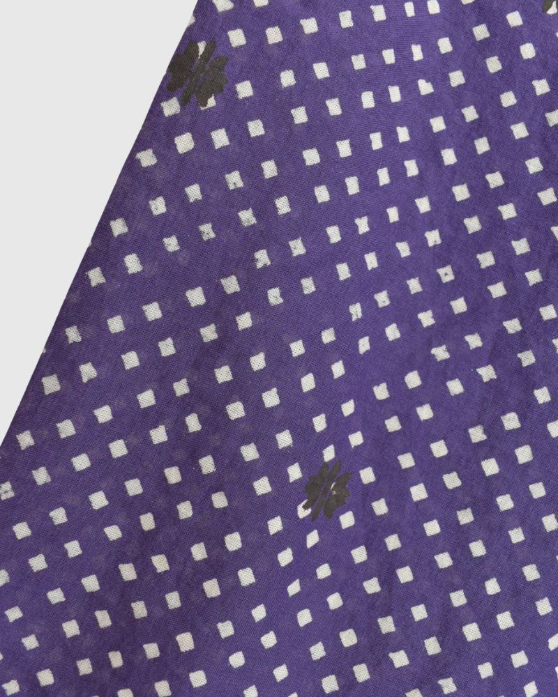 CREW NECK BUTTON SHIRTS DRESS WITH MINI PINTUCK Purple